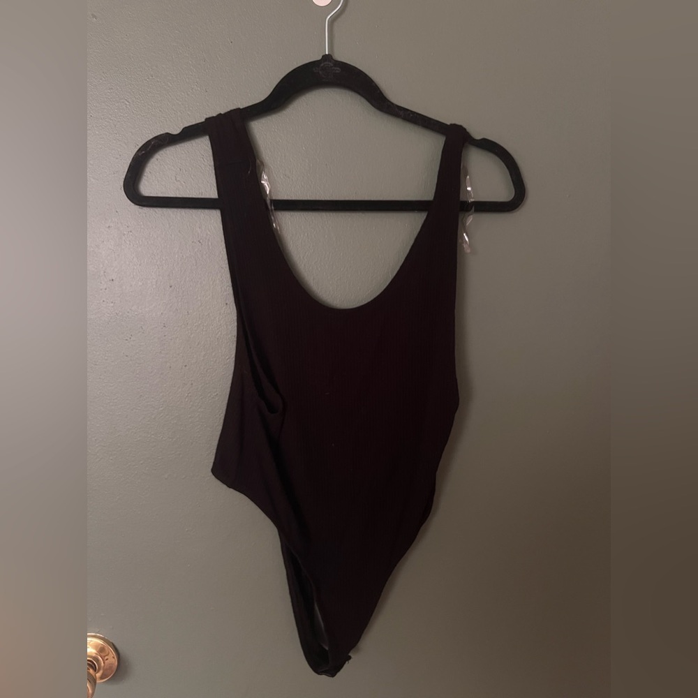 Black ribbed tank top bodysuit